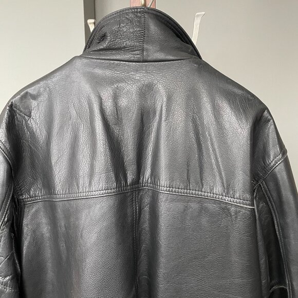 Schott NYC men leather jacket long with lining  heavy k leather vintage size 46 - Picture 9 of 10